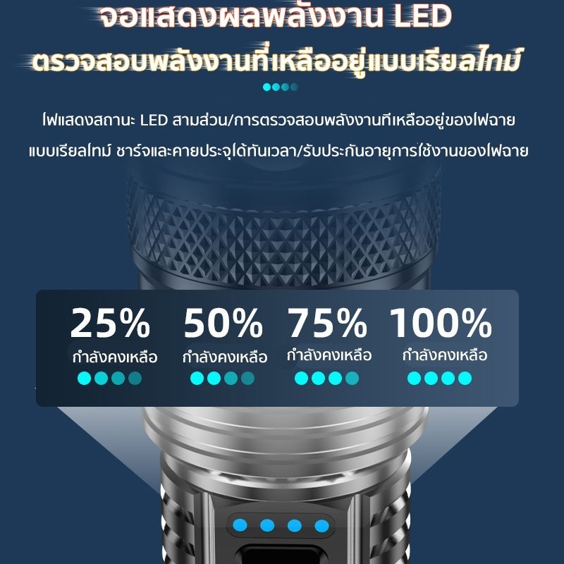 CODไฟฉายแรงสูง แท้ ไฟฉายสว่างมากๆ แสงยิงไกลถึง5000เมตร ไฟฉาย led ชาร์จได้ ​ไฟฉายแบบชาร์จ ไฟฉายกันน้ำ