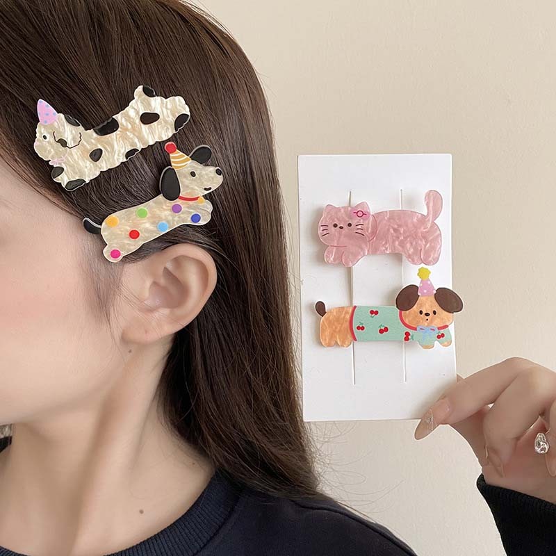 ในไทย-พร้อมส่ง✨การ์ตูนลูกสุนัขลูกแมว Bangs คลิปสร้างสรรค์คลิปผมคริลิคคลิปปากเป็ดน่ารัก-Move - รูปที่ 6