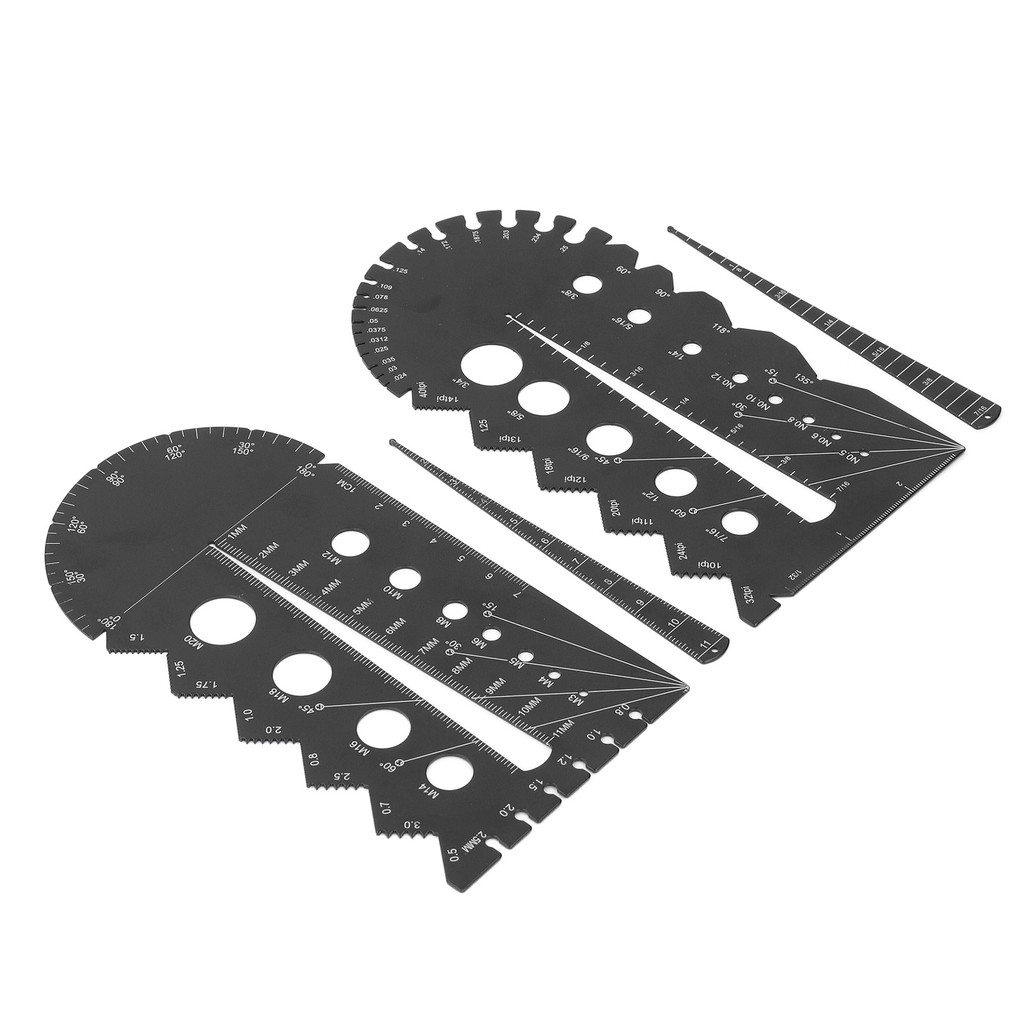 [MET] 2 ชุด Thread Pitch Gauge อลูมิเนียมอัลลอยด์สีดําเมตริกและ Imperial Thread Pitch Multi Gauge