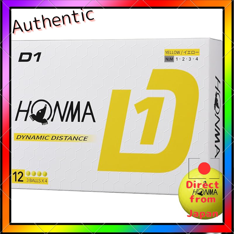 HONMA 2024 D1 BT2401 Golf Balls - 12 Pack (Available in White, Yellow, and Orange)
