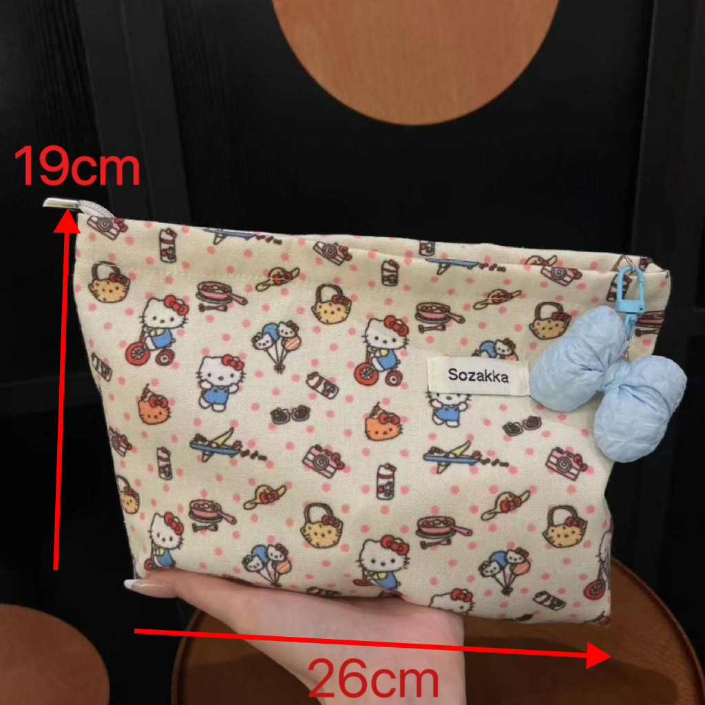 New Hello Kitty Clutch Storage Bag Cartoon Canvas New Large Capacity All-Match Travel Clutch