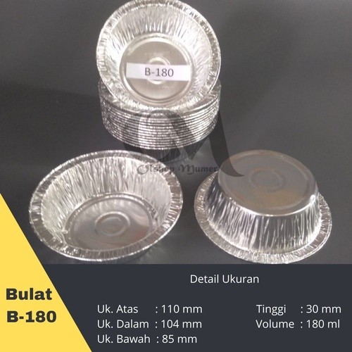 [SDW] pekanbaru/ถ้วยอลูมิเนียมฟอยล์ RX 180 (180ml) ประเภท 168/24 จานพายคอนเทนเนอร์ทรงกลม REPACK COTE