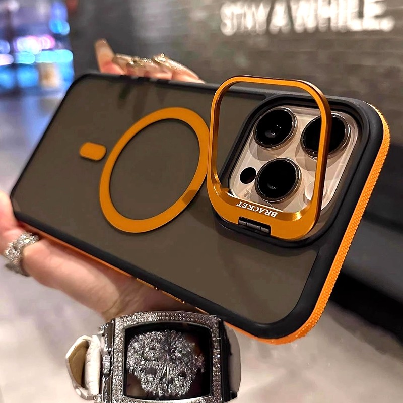 หรูหราโปร่งใสขาตั้งเคสโทรศัพท์สําหรับ iPhone 11 12 13 14 15 16 Pro Max Plus แม่เหล็กกันชนกรณีฝาครอบ ราคาถูก Shopee Lazada