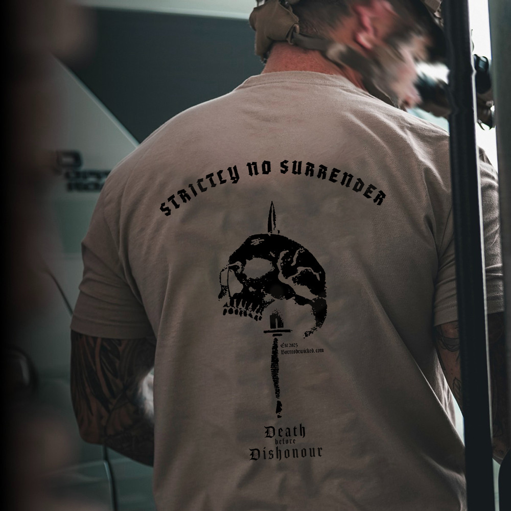 สินค้าใหม่ขายร้อน Military wind Sword Glory พิมพ์ลูกเรือคอ 100% Cotton Tough Guy Outdoor Physical Training เสื้อยืด Top 0317