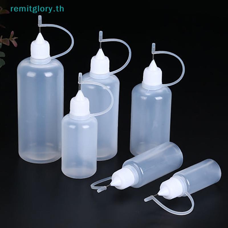Remitglory 2/5PCS 5ml 10ml 20ml 30ml 50ml 60ml 100ml พลาสติก PE Squeezable Tip Applicator ขวดรีฟิล Dropper พร้อมเข็มเคล็ดลับ Caps สําหรับกาว TH