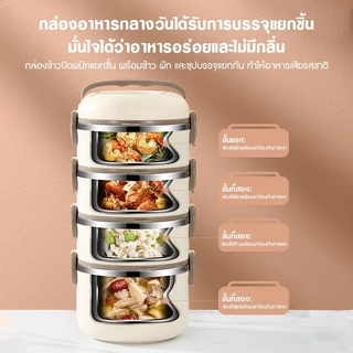 ข้าไมโครเวฟได้ กล่องข้าว พร้อมชุดอาหาร ชั้น 1/2/3/4 ข้าวกล่อง เก็บอุณหภูมิ ปิ่นโตใส่อาหาร พร้อมกระเป๋า พกพา สเตนเลส 304