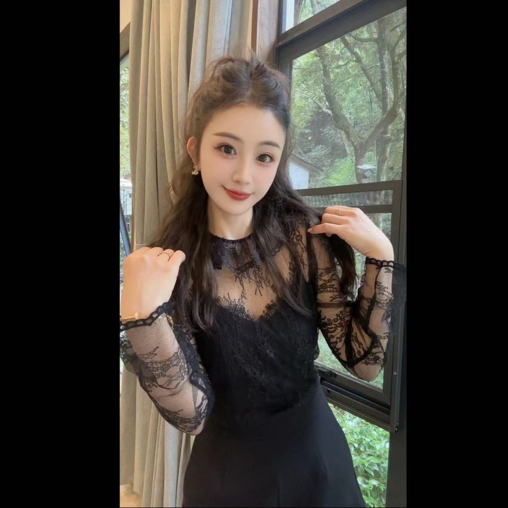 Nalian/Narian/-Strictly Selected โดย Yangyang-French Gauze ลูกไม้ด้านในรอบคอ Bottoming เสื้อผู้หญิงด