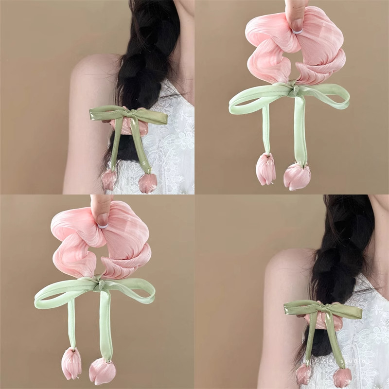 สไตล์ใหม่ทิวลิป Scrunchy ผูกผมหญิงสไตล์โมริโบว์ผูกผม