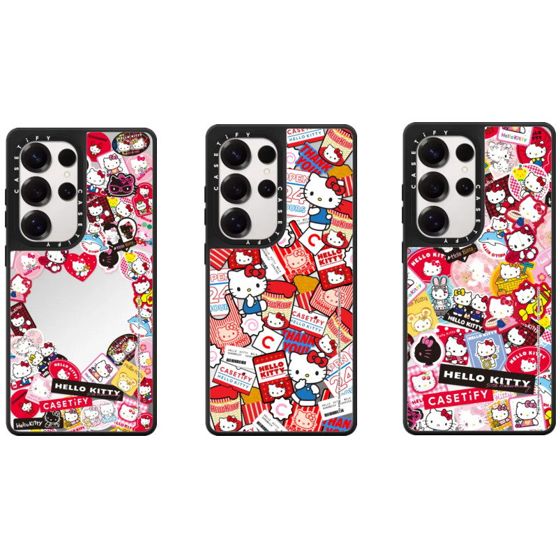 caseti Hello Kitty Mirror Case สําหรับ Samsung Galaxy S25 S24 S23 Plus Ultra Hard ฝาหลังปลอก