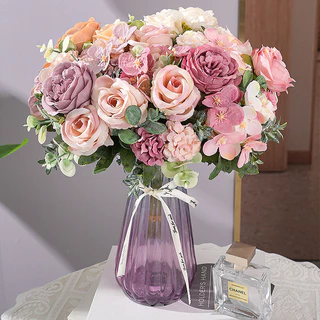 ดอกไม้ปลอม 7 ดอก 3 สี DIY ช่อดอกโบตั๋น ดอกไม้ประดิษฐ์ สําหรับตกแต่งบ้าน งานแต่งงาน