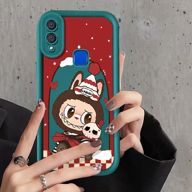 น่ารักการ์ตูนคริสต์มาสหมวก Labubu เคสโทรศัพท์สําหรับ VIVO 1814 1815 1929 1807 v30e 1816 1817 1811 18