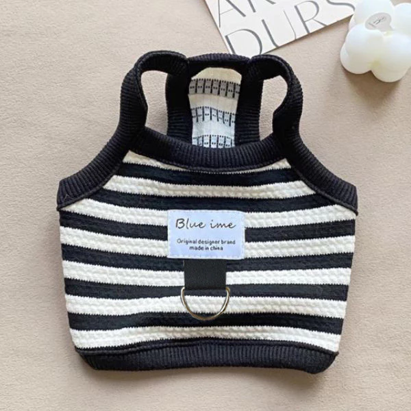 เสื้อผ้าสัตว์เลี้ยงสําหรับสุนัขและแมวพร้อมห่วงจูง - WholesaleTeddy Bear Striped Vest with INS Style สินค้ามาใหม่ thumbnail 8
