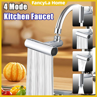 4 in 1 Faucet Extender, 4 Modes Kitchen Bathroom Water Tap Faucet Replacement, No Splash Design Silver Faucet Filter Cleaning More Free