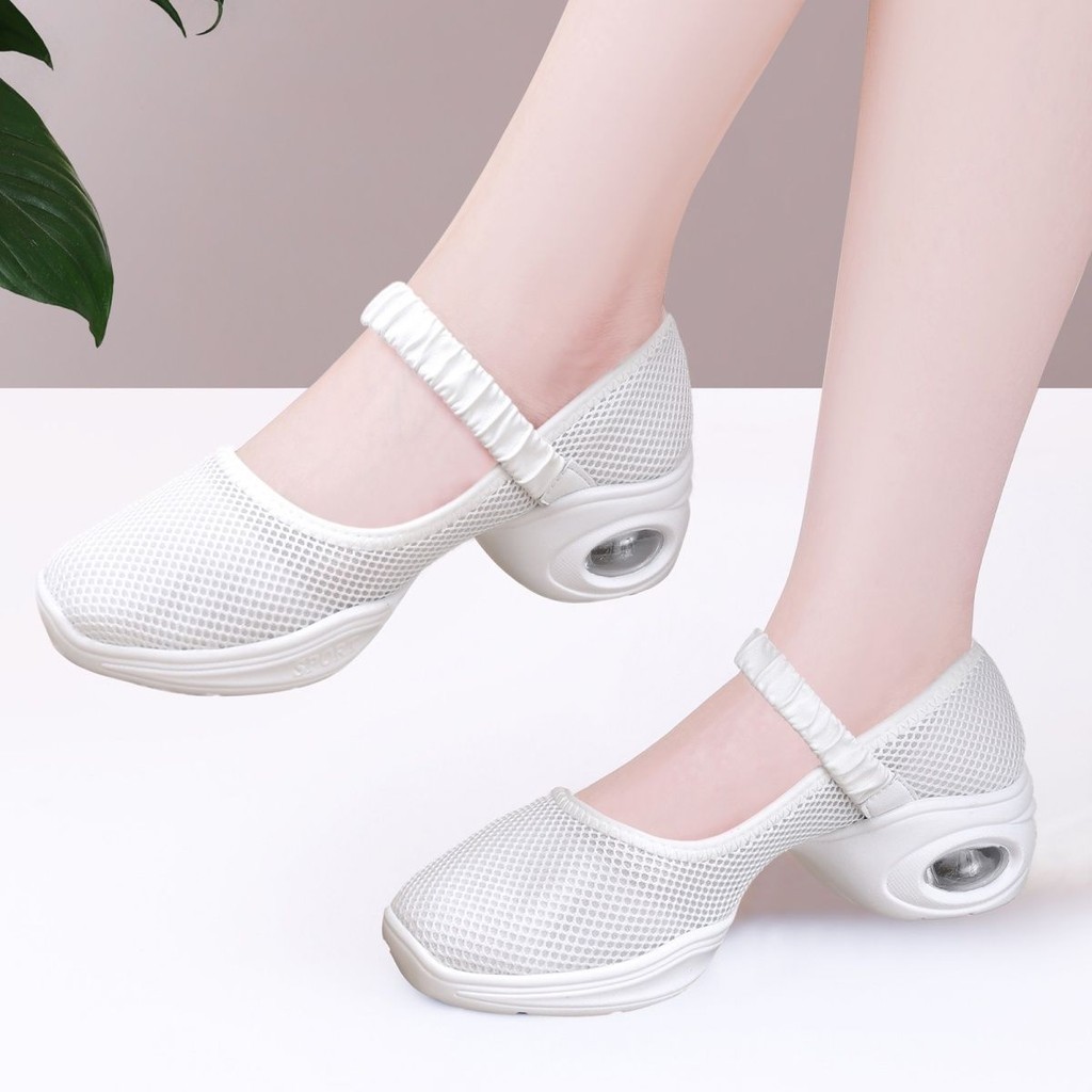 รองเท้าเต้นรําตาข่ายระบายอากาศรองเท้าแตะเพิ่มความสูงพื้นนิ่ม - รูปที่ 6