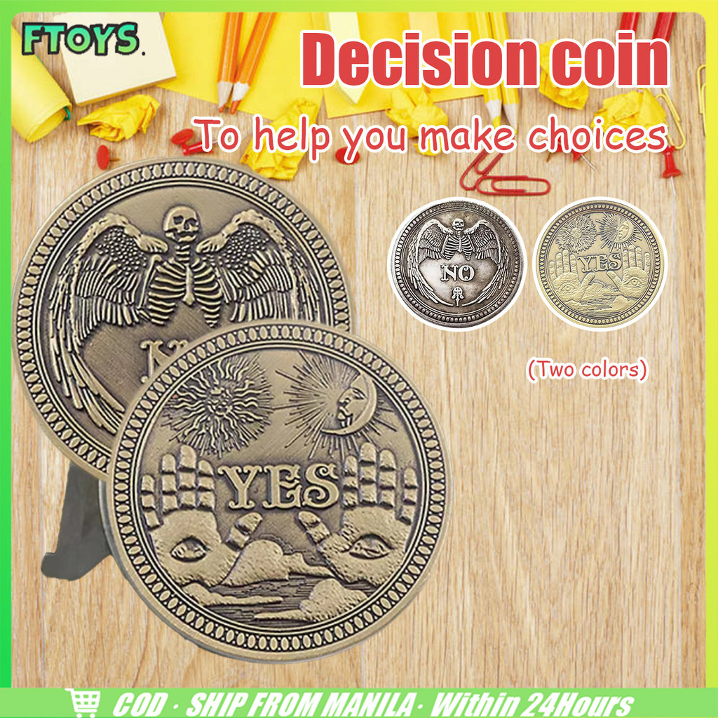 จัดส่งใน24ซม.เหรียญช่วยตัดสิน yes or no ขนาด4ซม.Lucky Decision Coin เหรียญที่ระลึก สองสี