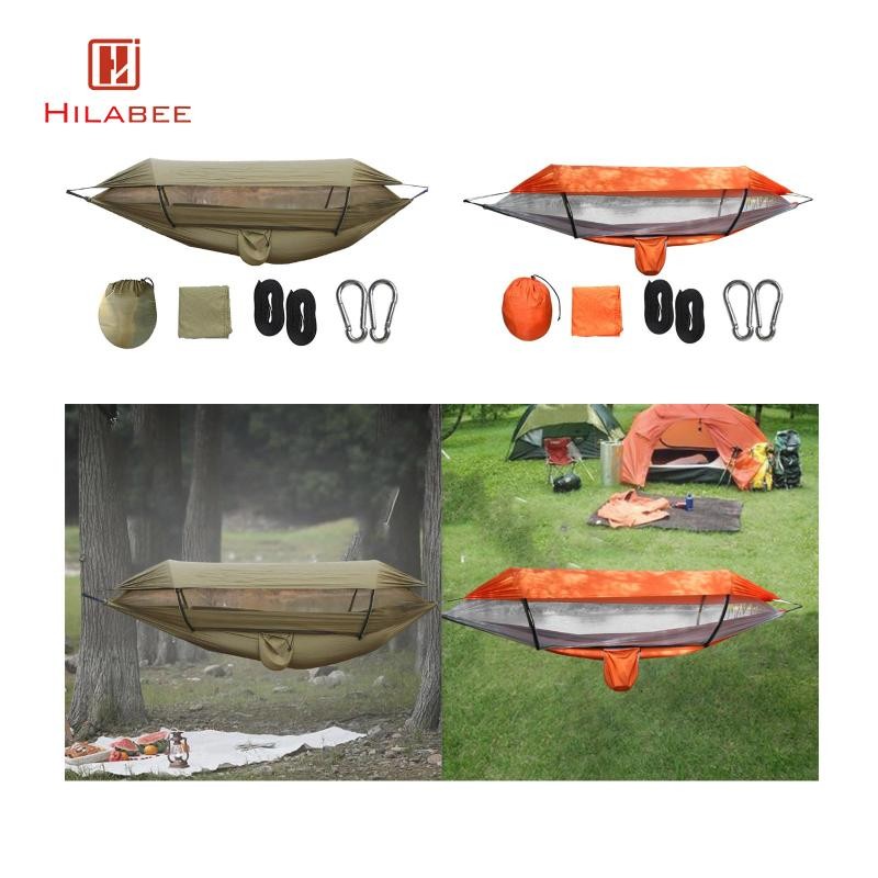 Hilabee Camping Hammock แบบพกพาเปลญวนอเนกประสงค์ Ultralight อุปกรณ์เสริมผู้ใหญ่แขวนสําหรับ Yard เดินป่า Backpacking Patio ในร่ม