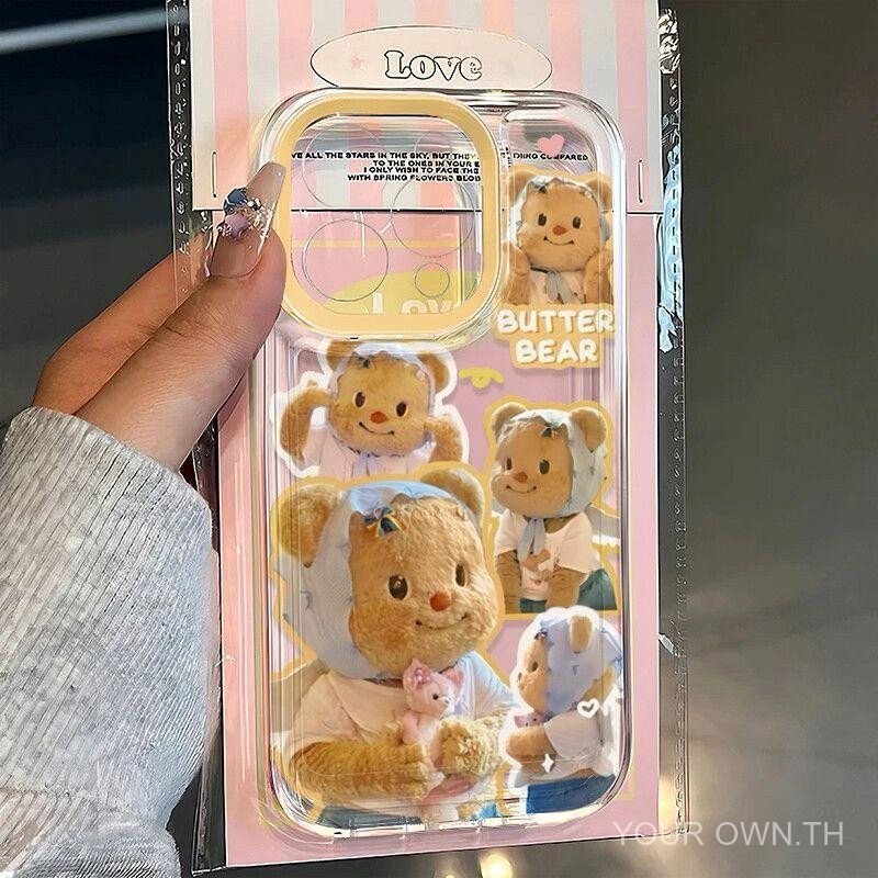 หมีเนยแบบเต็มหน้าจอสำหรับเคสโทรศัพท์ Vivo Y02 Y16 Y51A V29 V27 Y33T Y91C V25 Y27 Y11S Y36 Y17S Y51 Y