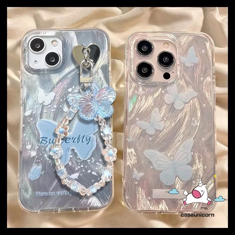 เคสโทรศัพท์มือถือ ลายการ์ตูนผีเสื้อ ประดับไข่มุก หรูหรา สําหรับ Redmi 12C 9 13C 10 A1 12 9C 10C 10A 9T A2 9A Note 10 13 9 11s 8 10s 12 11 Pro Max Poco X6 M3 X5 Mi 12 11 Lite กล่องใส่สร้อยข้อมือ