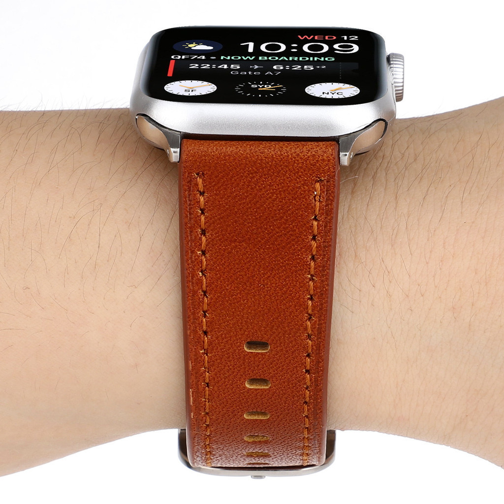 สายนาฬิกาข้อมือหนังแท้ ทรงสี่เหลี่ยม สําหรับ Apple Watch Iwatch 6 SE 5 4 3 2 Huawei Samsung 22 เมตร