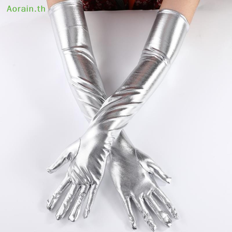 # แฟชั่นใหม่ # ถุงมือหนัง PU แบบยาว สไตล์พังก์ร็อค ฮิปฮอป แจ๊ส ดิสโก้ เต้นรํา