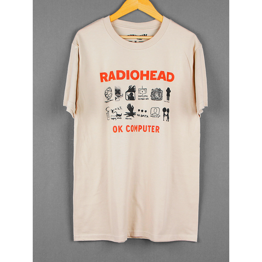 เสื้อยืดแขนสั้น ผ้าฝ้ายแท้ พิมพ์ลาย Radiohead OK Computer Oasis Rock Band สไตล์อเมริกัน
