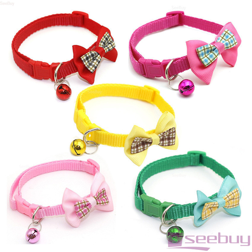 SUY ปลอกคอโบว์น่ารัก + กระดิ่ง เลือกสีได้ สายปรับได้ยาว Pet Collar ราคา ถูกที่สุด ดีลบีเคเค แกลเลอรีภาพที่ 8
