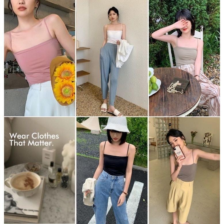 เสื้อสายเดี่ยว ผู้หญิง แฟชั่น เสื้อซับในผู้หญิง เสริมฟองน้ำในตัว Free Size