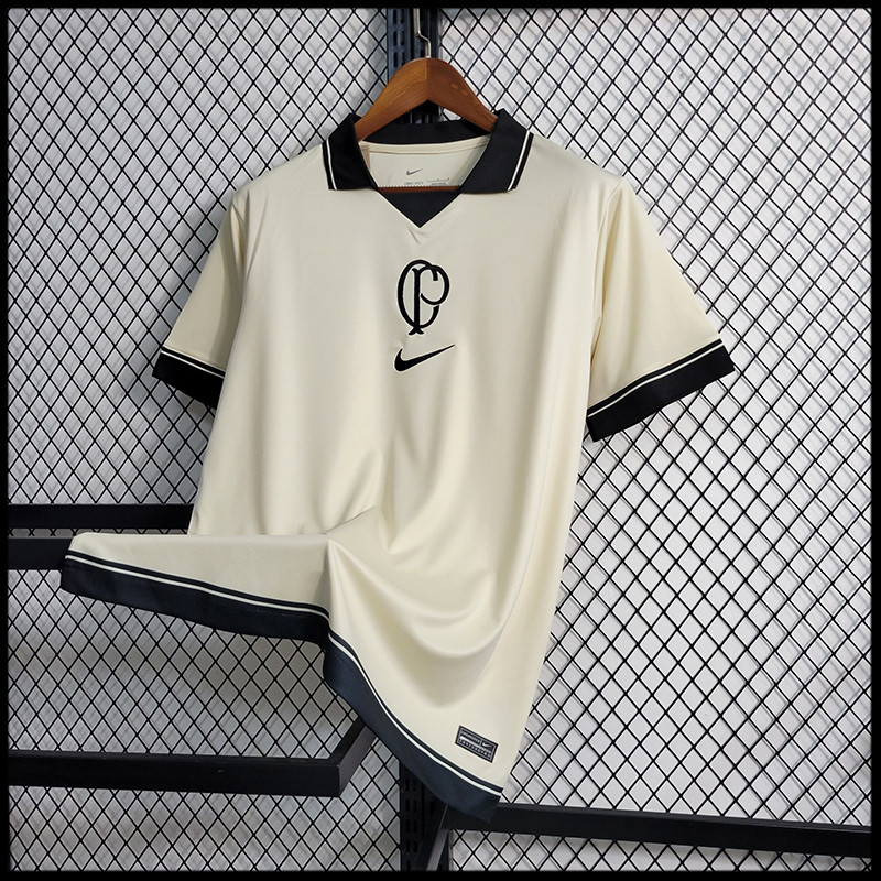 เสื้อกีฬาแขนสั้น ลายทีมชาติฟุตบอล Corinthians Jersey 23-24 สีเบจ