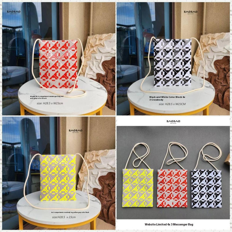 BAOBAO Colorblock Collection กระเป๋าถือ Tote Bag 4X3 Grid กระเป๋าแฟชั่น