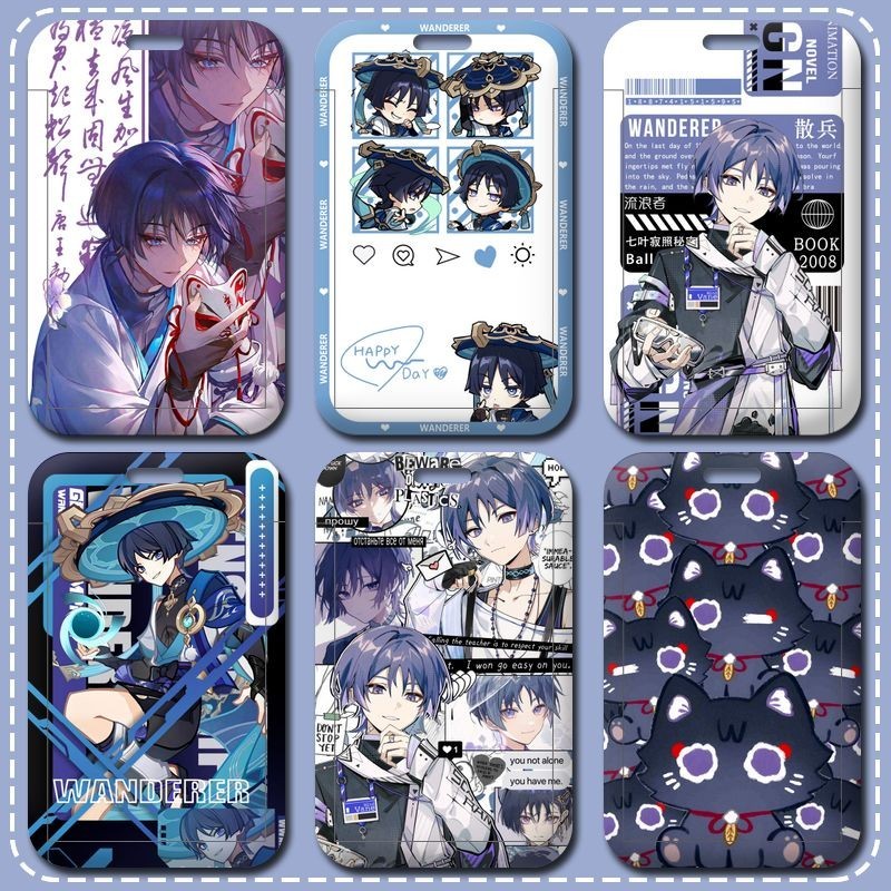 Genshin Impact Wanderer Scaramouche DIY นักเรียน ID ผู ้ ถือบัตรส ่ วนบุคคล Protector ทํางาน ID Card
