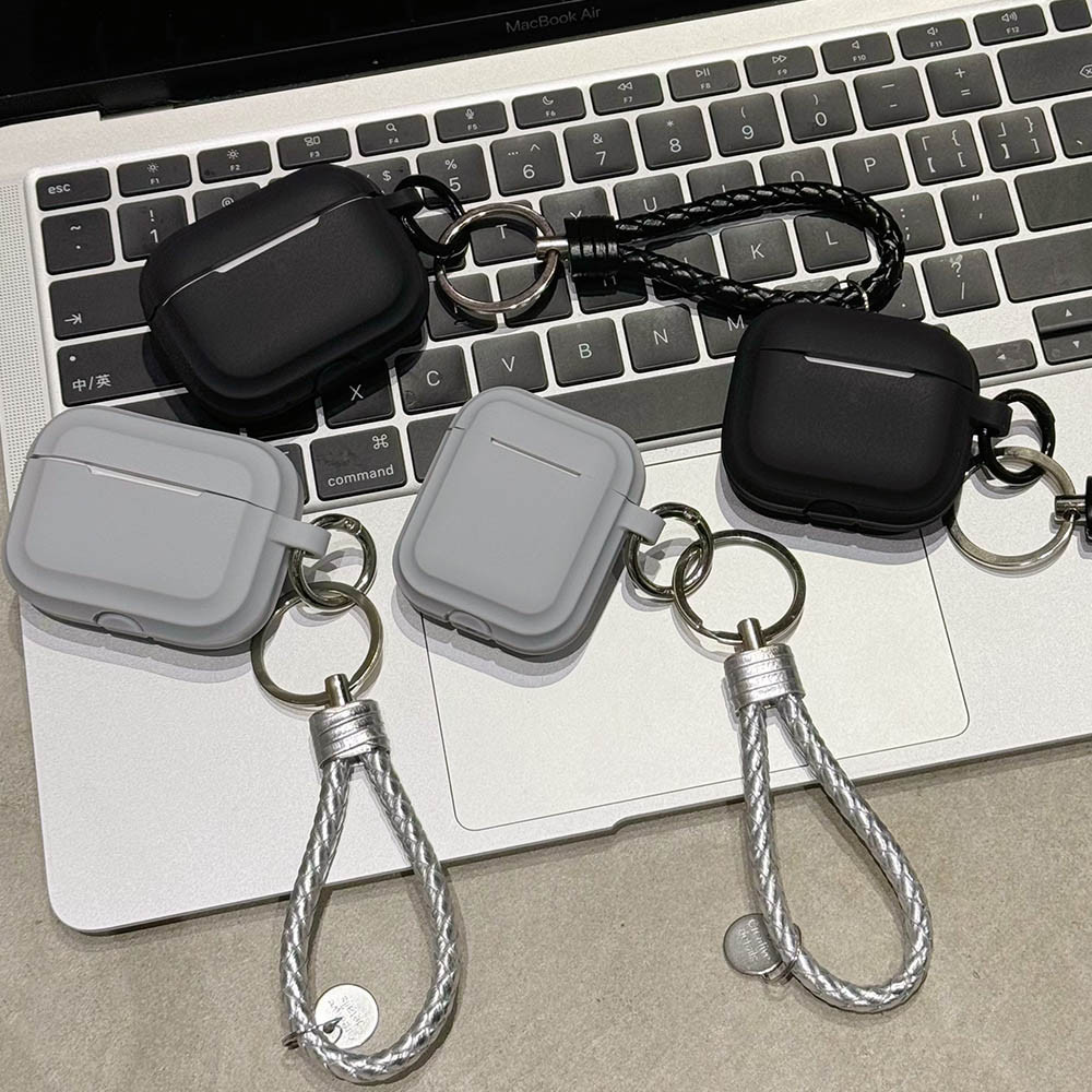 เคสหูฟังซิลิโคน พร้อมสายคล้องข้อมือ แบบถัก สําหรับ Apple Airpods Pro 1 2 3