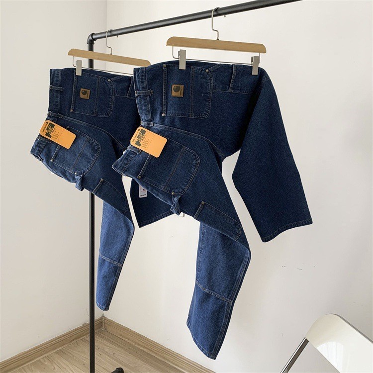 04JT CARHARTT  B73Double Knee Logging Pants Workwear Washed Vintage American Kaji Denim Trousers Fashion Brandins