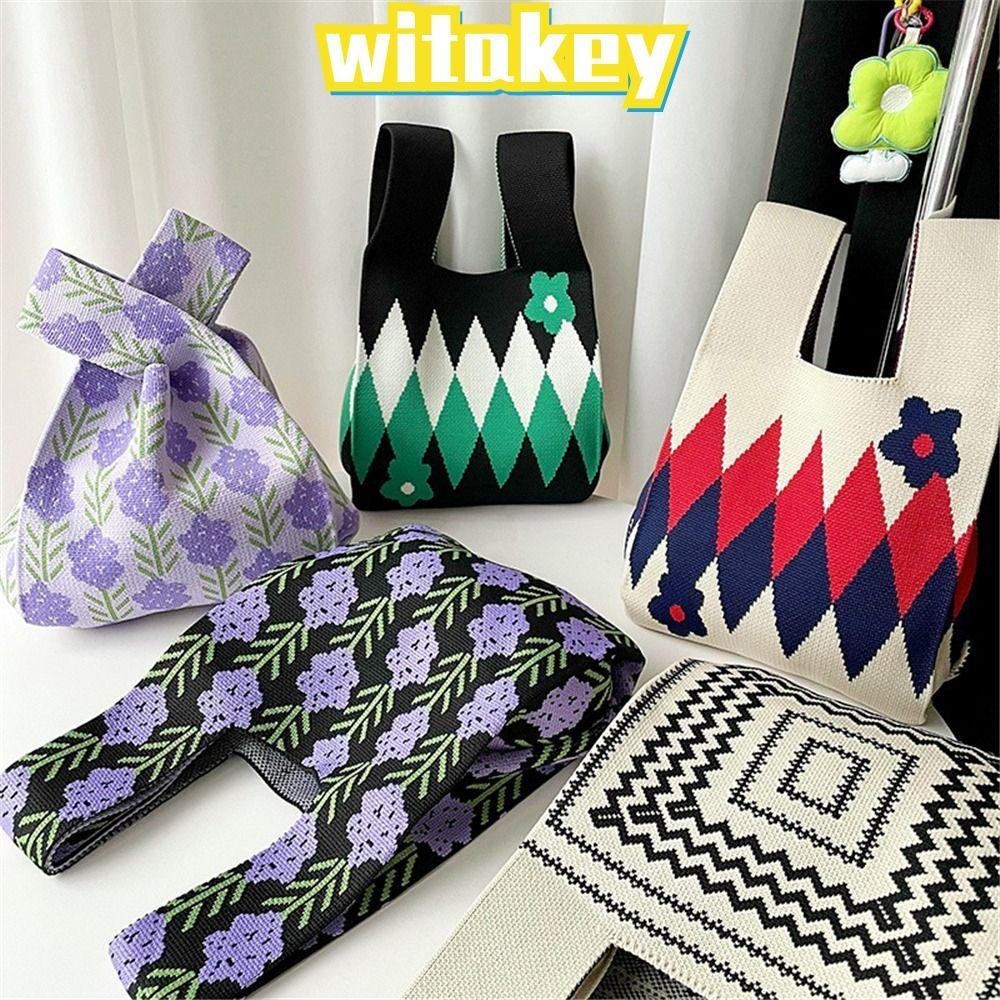 Witakey กระเป๋าถือถัก แฮนด์เมด ทรงโท้ท สําหรับผู้หญิง