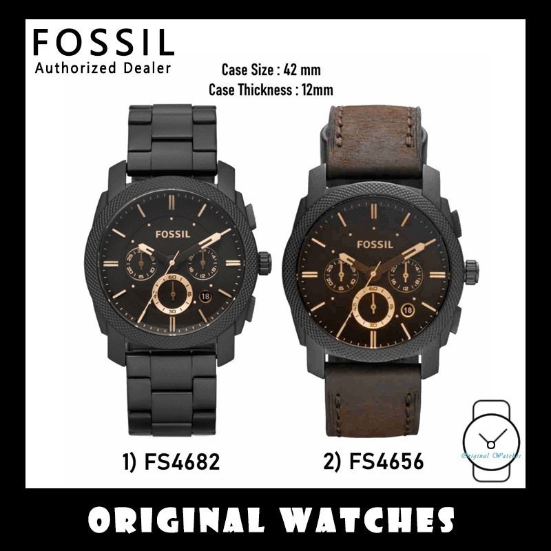 Fossil Mid-Size Chronograph นาฬิกาหนังสีน ้ ําตาล 42 มม . FS4656 FS4682 FS4662 FS4776