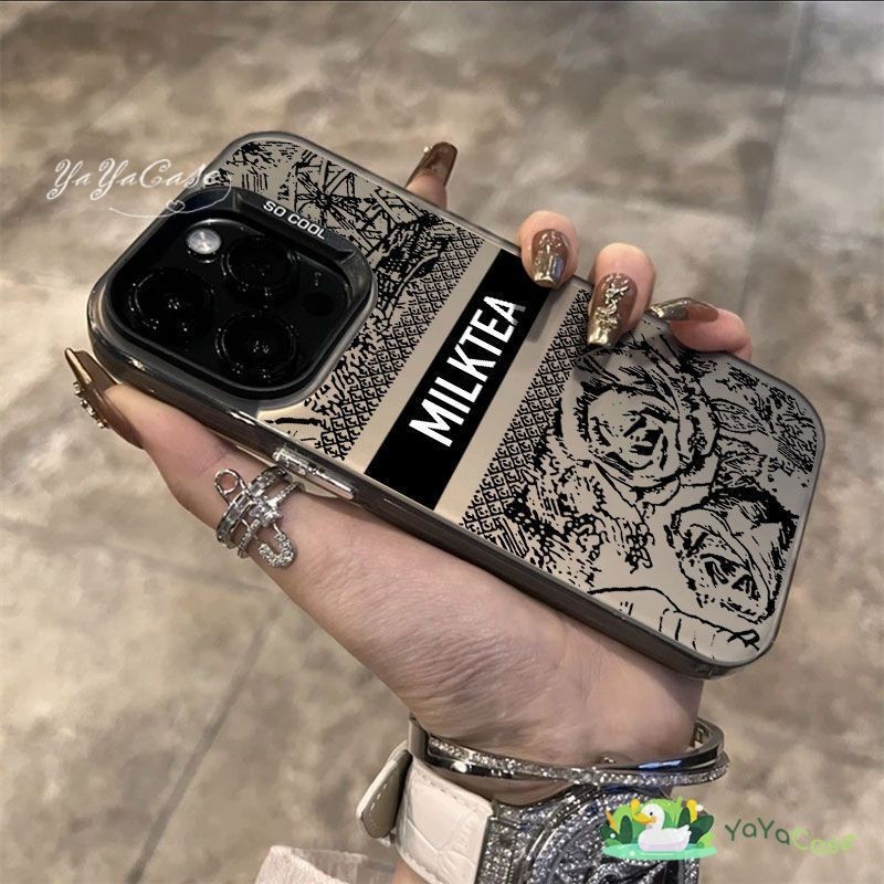 สำหรับ iPhone11 13 CASE FOR เคสไอโฟน15 14 12 Pro Max 15 14 7 8 Plus X XR XS MAX MILK TEA รุ่น สไตล์ ขั้นสูง สี เงิน เคส