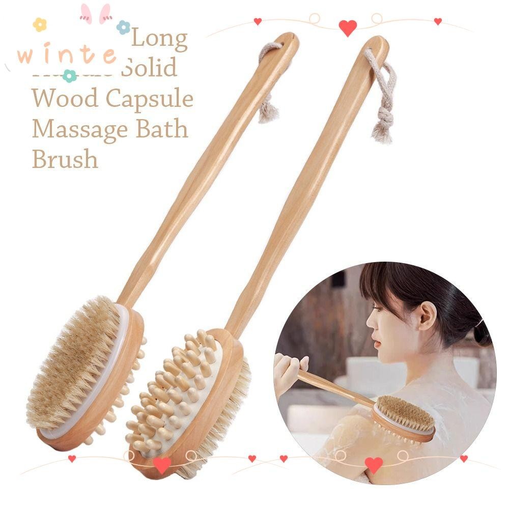 Winte Body Bath Scrubber, Double Sided Exfoliating Shower Scrub Brush, ทนทานนวดผิวทําความสะอาดลึกยาวไม ้ ถูขัดห ้ องน ้ ํา