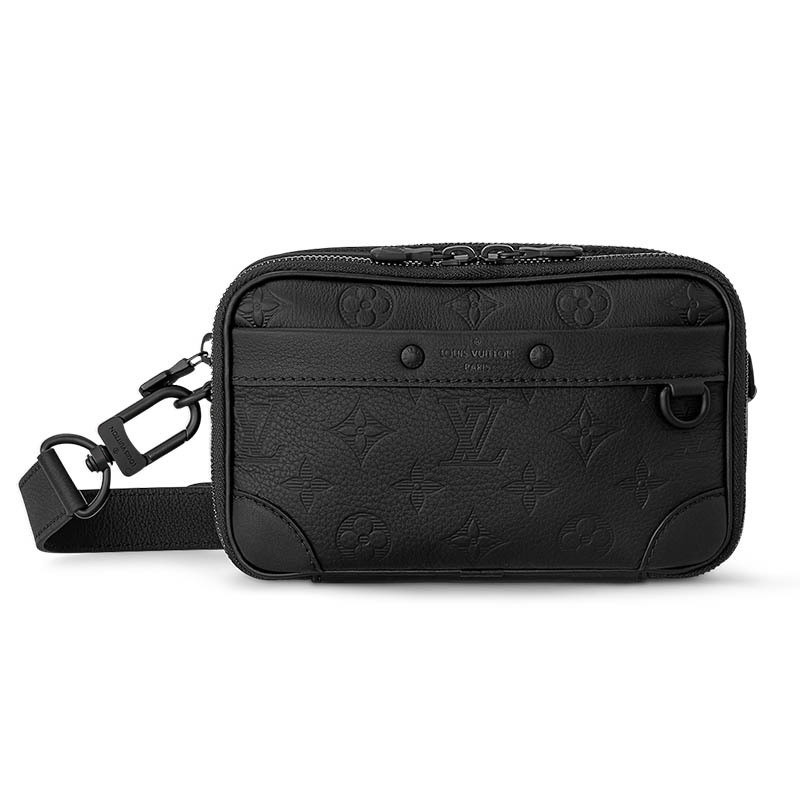 Louis Vuitton/Louis Vuitton Men's Bag LV Nano Alpha Charm Exquisite Black Embossed Calf Leather Double Zipper Shoulder H