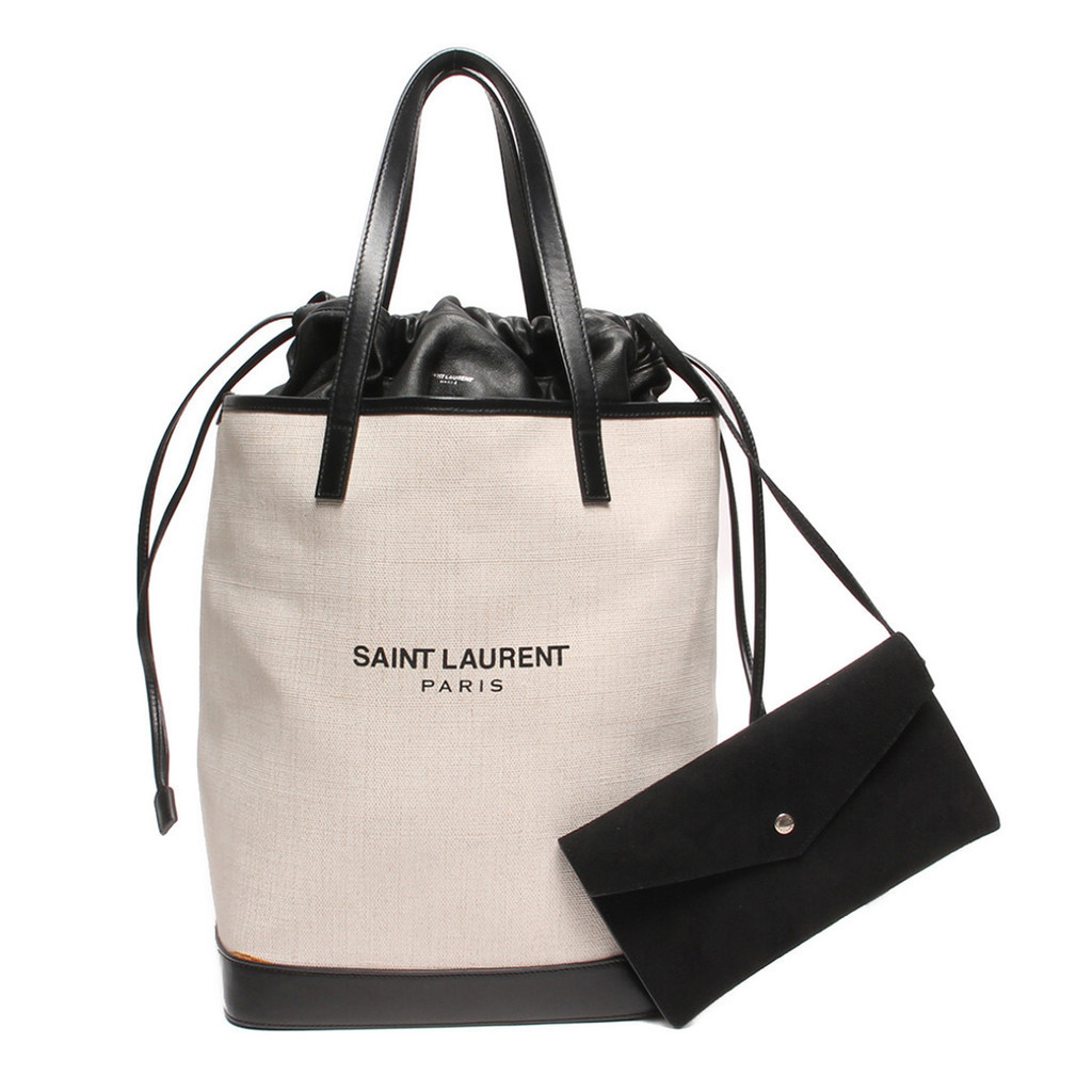 Yves Saint Laurent YSL Paris NT Laula POE A I R 5 กระเป๋าสตางค์ ผ้าแคนวาส หนังนิ่ม ทรงโท้ท มือสอง สไตล์ญี่ปุ่น สําหรับผู้หญิง

