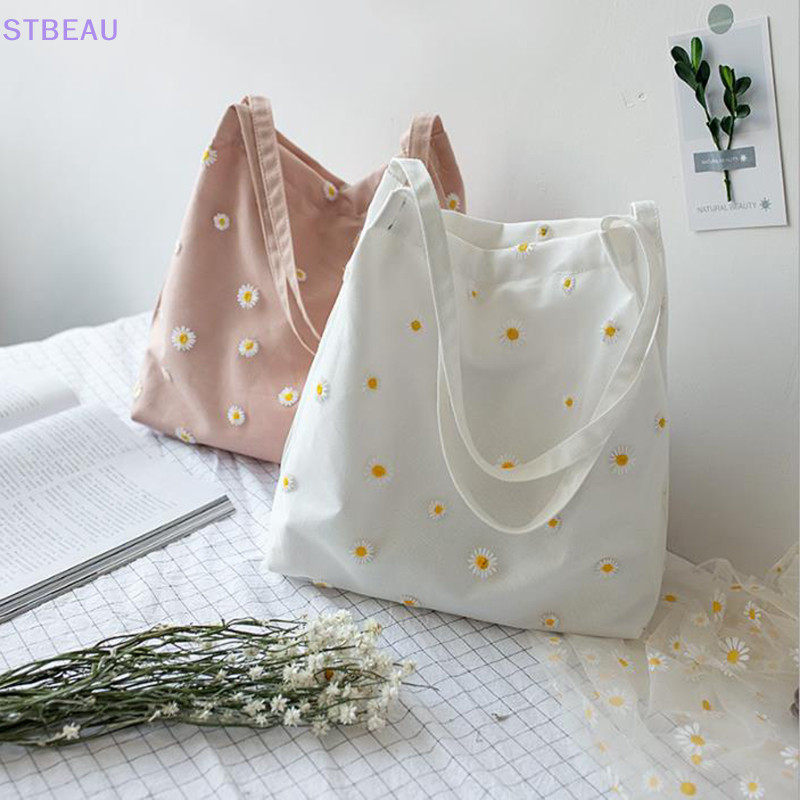 [cxSTBEAU ] Mesh Daisy Double Layer Canvas Shoulder Bag Korean Ins Lace Small Square Bag 【 MME 】