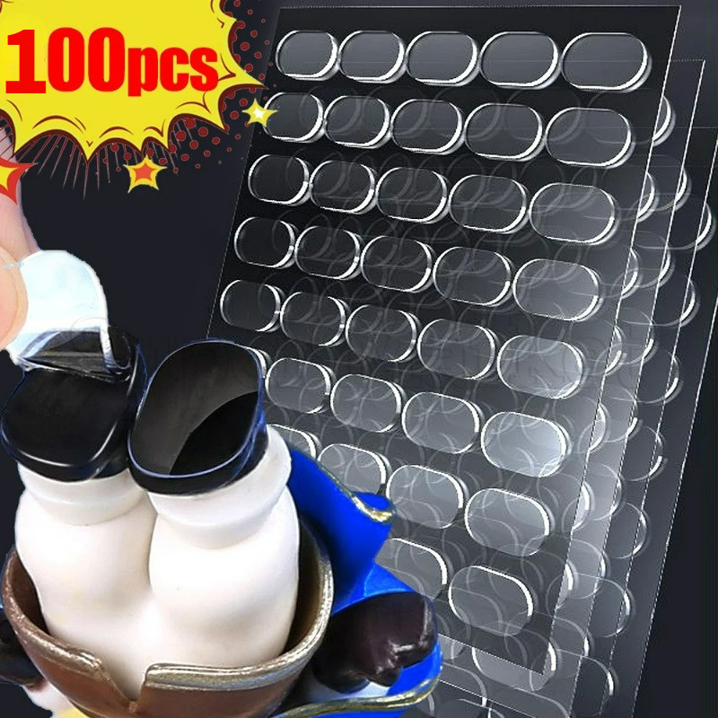 สติกเกอร์กาวสองหน้า 100 ชิ้น - แพทช์ไร้รอยต่อโปร่งใส - เทปกาวป้องกันการรั่วไหล - สติ๊กเกอร์กาว - แผ่นกาวคงที่สําหรับตุ๊กตาภูมิทัศน์ - เครื่องมืองานฝีมือ ทําเอง