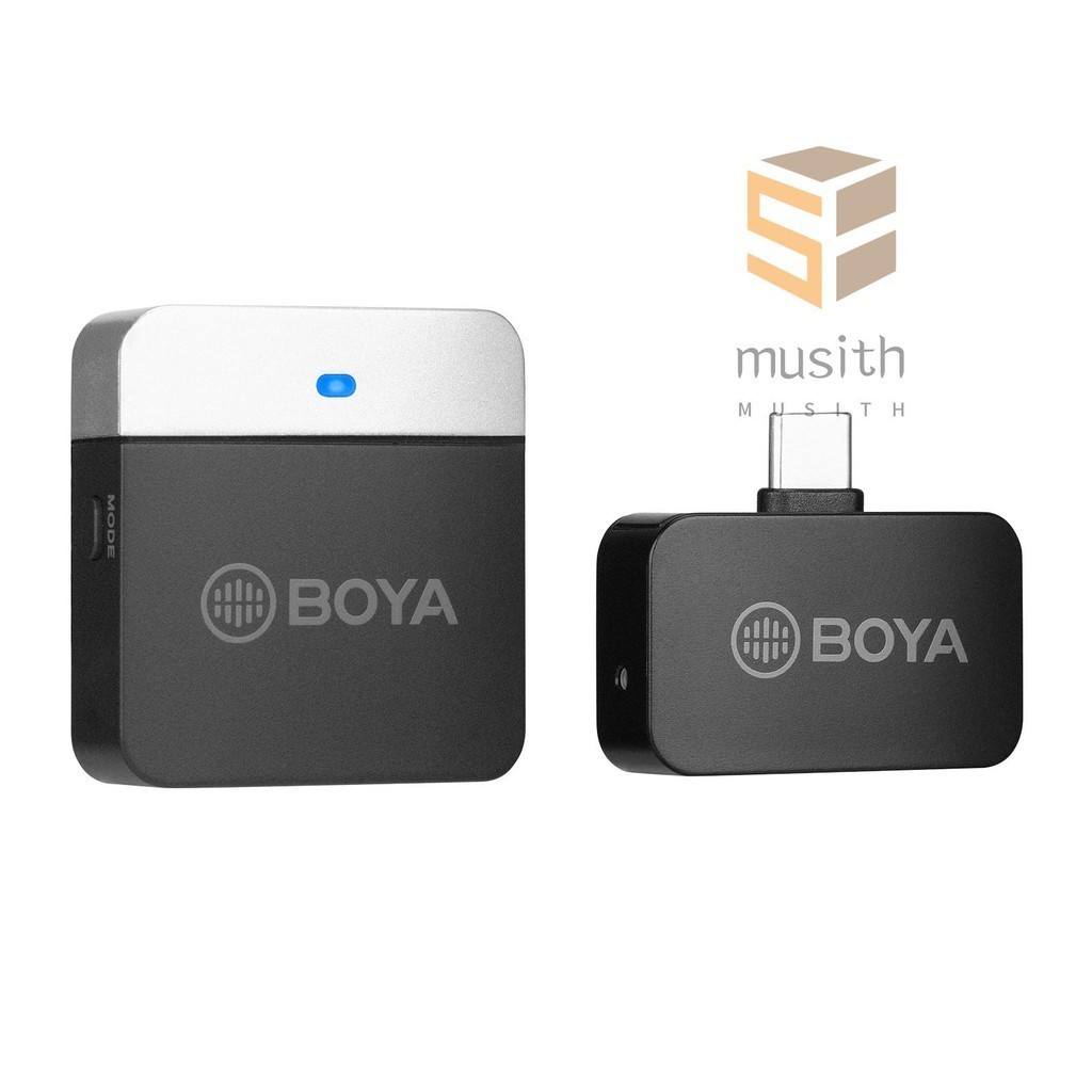 Boya BY-M1LV-U 2.4GHz Wireless Microphone System Transmitter + Receiver Mini Recording Mic พร ้ อมพอร ์ ต Type-C สําหรับสมาร ์ ทโฟน Android แท ็ บเล ็ ต Vlog บันทึก Live Stream V