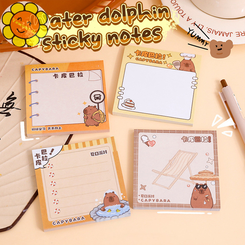 Yescont 50Sheeps น่ารักสร้างสรรค์การ์ตูนสัตว์ Capybara ข้อความหนังสือ Sticky Note โน้ตบุ๊คนักเรียนเครื่องเขียนอุปกรณ์การเรียนของขวัญ TH
