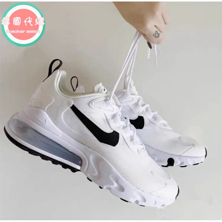 {Twelve Colours } คุณภาพสูง NIKE AIR MAX 270 REACT สีขาวนมชาสี Cloud Marshmallow AIR Cushion รองเท ้ าผ ้ าใบผู ้ ชายผู ้ หญิงรองเท ้ า