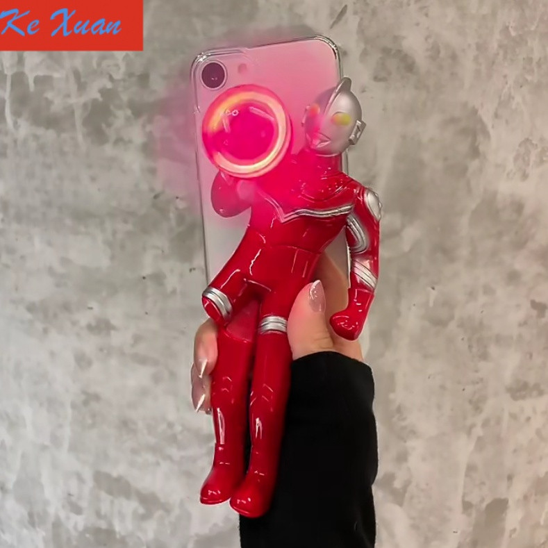 พัดลมหมุนเรืองแสง Ultraman เหมาะสําหรับ iPhone15 11 13promax 13 12 14pro 7 8p xsmax xr เคสโทรศัพท์ตลกสนุกเคสป้องกันโทรศัพท์ MBV8