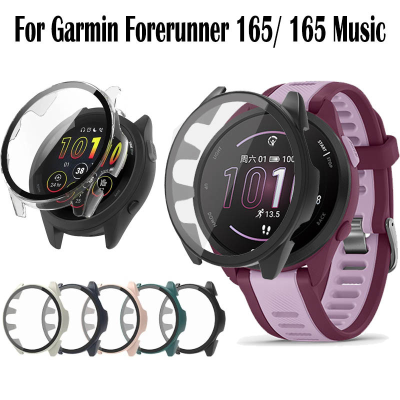 เคสกระจกนิรภัยสําหรับ Garmin Forerunner 165 / 165 Music Screen Protector Full Cover Case