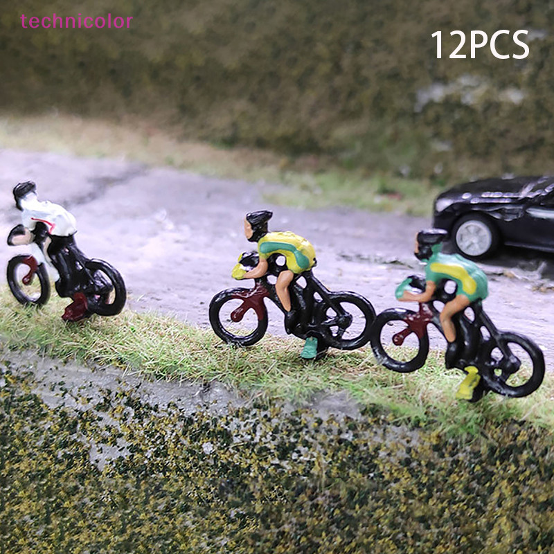 [technicolor ] 12 ชิ ้ น 1/87 Ho Scale Model Figure Rider Cyclists Miniature Scale คนรุ ่ น Diorama ตัวเลขสําหรับรถไฟของเล ่ น Diorama สต ็ อกใหม ่