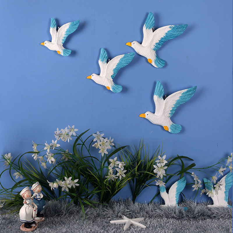 มารีน สไตล์ นกนางนวลเรซิ่นตกแต่งผนัง เครื่องประดับติดผนังสําหรับห้องนั่งเล่น ตกแต่งผนัง 3D - รูปที่ 4