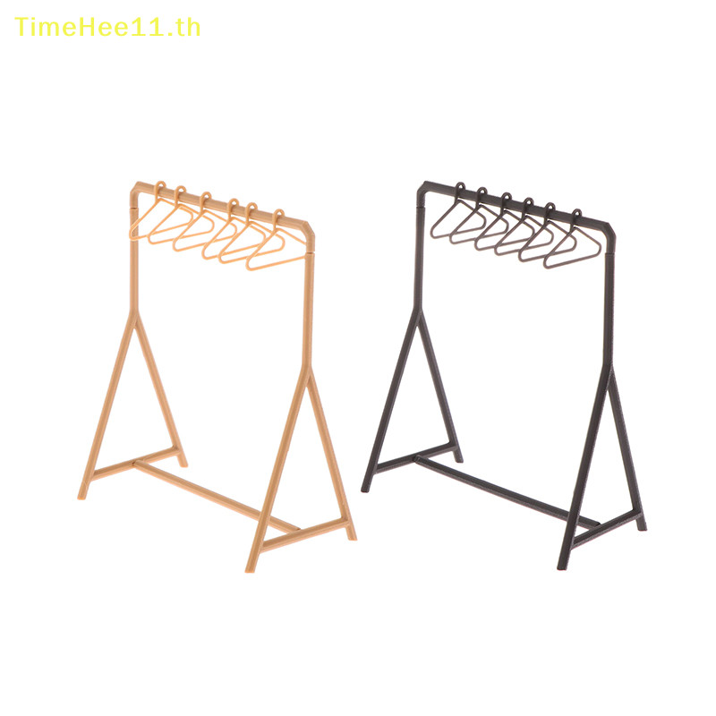 Timehee 1/12 Dollhouse Clothes Rack Garment Organizer Hanger Set Dollhouse Mini เฟอร์นิเจอร์ตกแต่งตุ๊กตาเครื่องใช้ในบ้าน TH