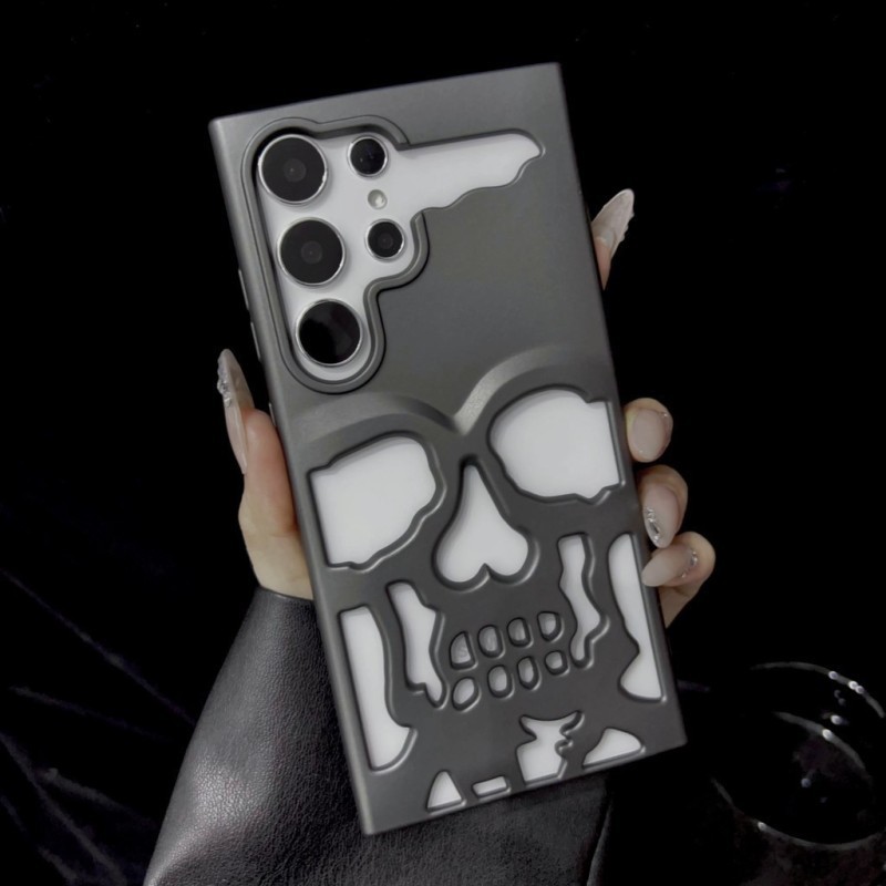 SAMSUNG สําหรับsamsung Galaxy S24 S23 Plus UltraปลอกหรูหราHollow Skeleton Skullกันกระแทกเคสโทรศัพท์PC Matteบุคลิกภาพแกะสลักฮาร์ดปกหลังอุปกรณ์เสริม