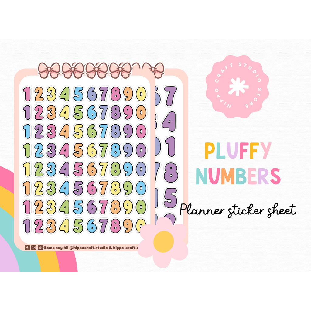 Pluffy numbers | Planner sticker sheet ตัวเลข 0-9 แพลนเนอร์สติ๊กเกอร์
